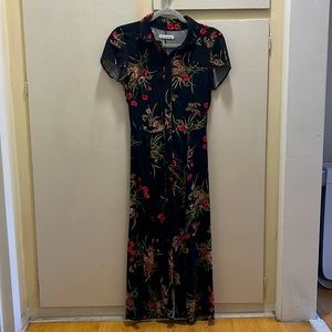 Reformation Floral Black Maxi Dress Size 4